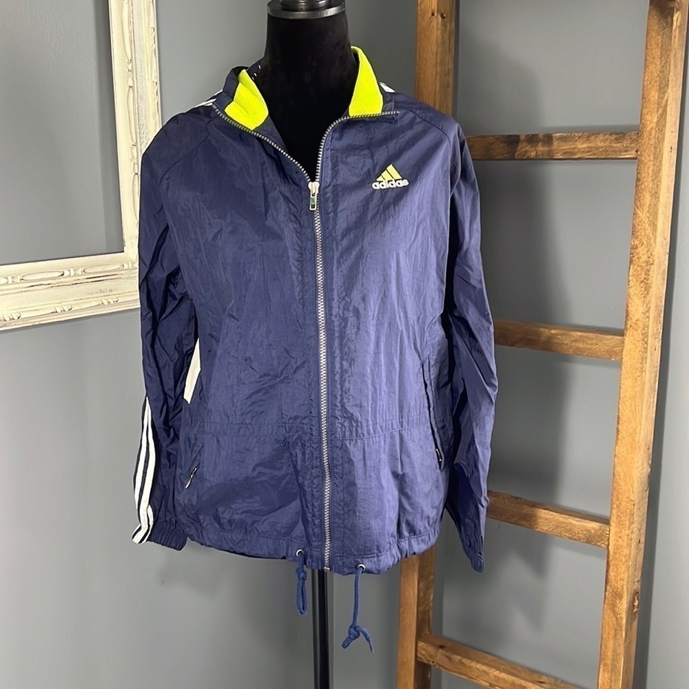 Vintage 90s Adidas Men’s M Windbreaker Jacket Full Zip Big Adidas Logo Back
